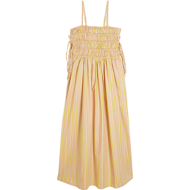 River Island Womens Beige Stripe Shirred Midi Dress - 10