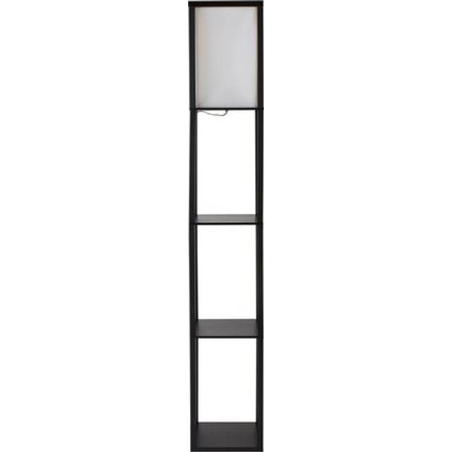 ValueLights Struttura 3 Shelf Black Wooden Floor Lamp - 159 x 26 x 26cm