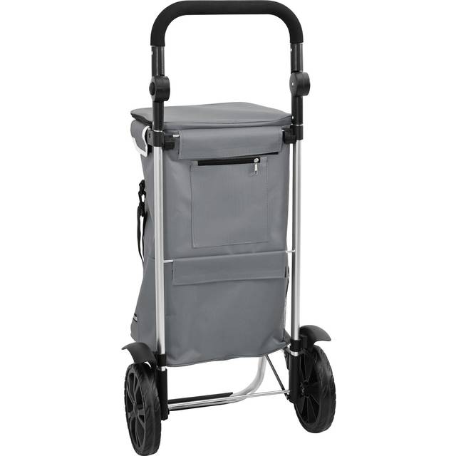 vidaXL Shopping Trolley with Wheels and Adjustable Handle Grey 40 L