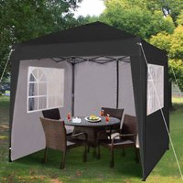 MCC Direct MCC 2x2 Pop up Black Gazebo with Sides, Black