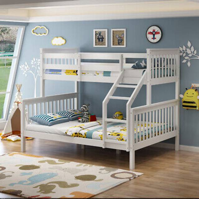 Noah white wooden triple sleeper bunk bed single & double
