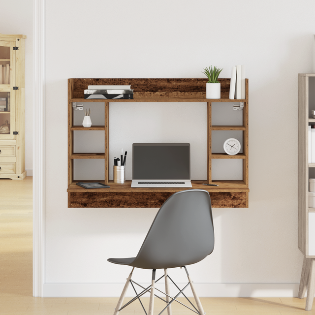 Väggmonterat Skrivbord Gamla Trä 105x48x75 cm Konstruerat Trä