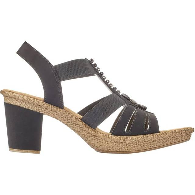 Rieker Damsandaler, damsandaletter, remsandaler, romerska sandaler, Svart svart 00, 36 EU