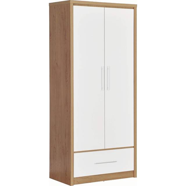 Seville 2 Door 1 Drawer Wardrobe - White Gloss