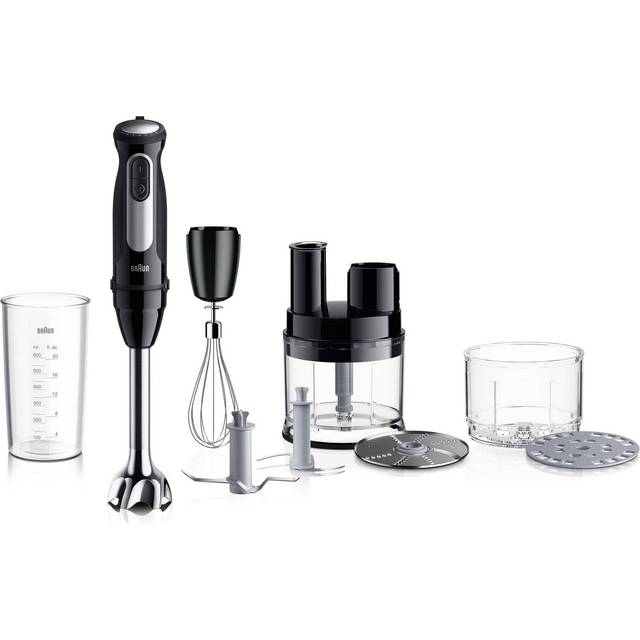Braun MultiQuick 5 Pro MQ 55755 M, Stavmixer med PowerBell Plus Teknik, 25 Hastighets Hjul+Turbo, Easy Click System Plus, Mini Matberedare Inkluderad, Metall Visp och 500ml Bägare, 1000W, Svart