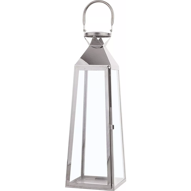 Beliani Lantern Crete Metal 53 Cm Silver, Silver