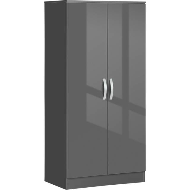HOMCOM Modern Wardrobe Closet, Clothes Cabinet with High Glossing Door, Grey