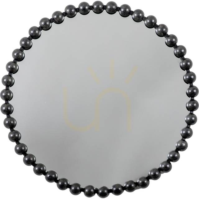 Annadel Beaded Round Wall Mirror - Black