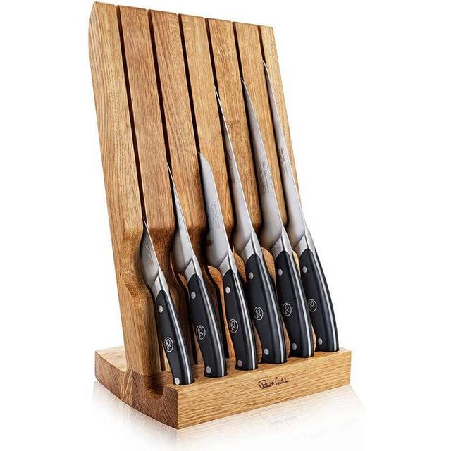 Robert Welch Professional Angle Oak Knife Block Set 7 Piece