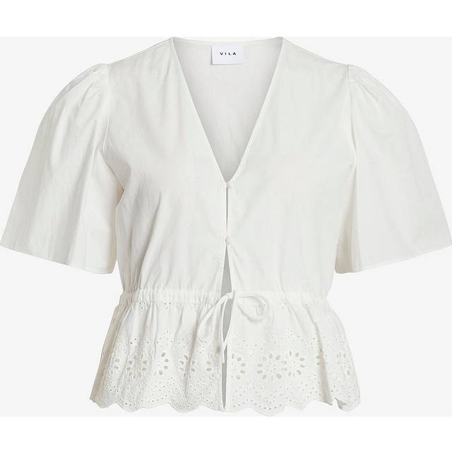 Vila - Blus viClothy S/S Tie Top - Vit