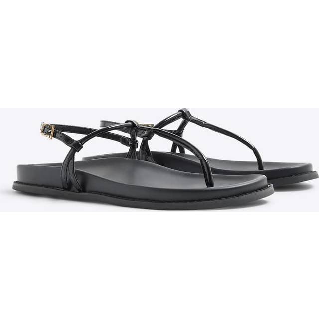River Island Womens Black Toe Thong Footbed Sandals - 3