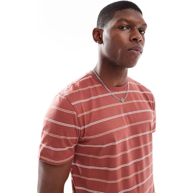 New Look Men's Red Regular Double Striped T-Shirt - M