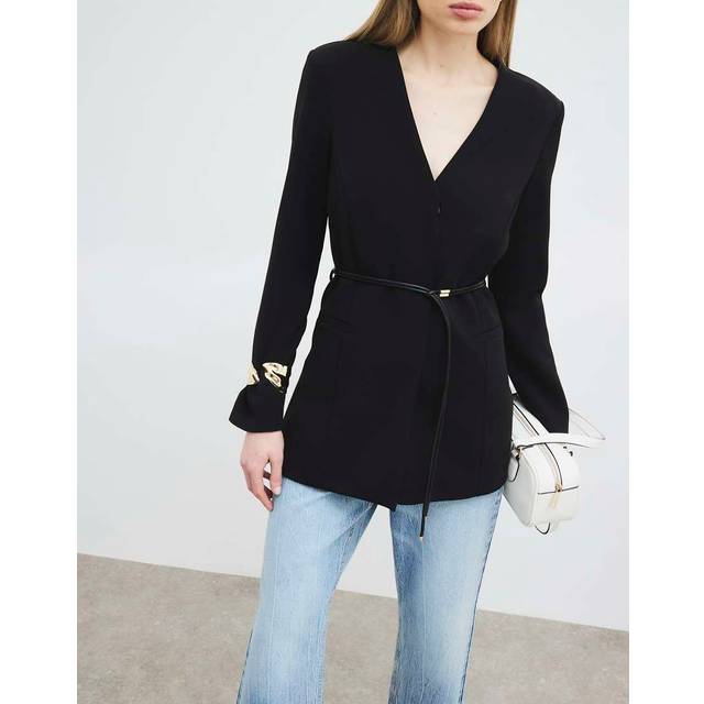River Island Womens Black Collarless Belted Blazer - 22