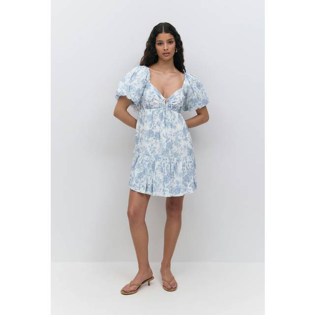 Gina Tricot - Klänning Puff Sleeve Dress - Blå
