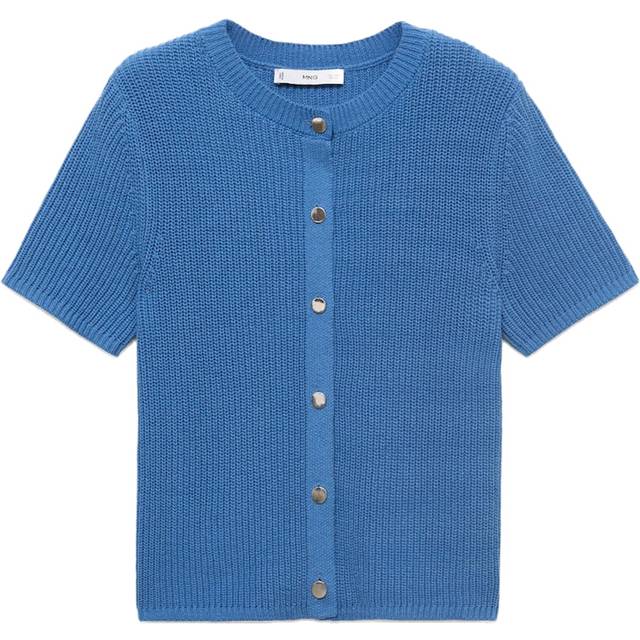 Short-sleeved knitted cardigan vibrant blue - Woman - M - MANGO - Vibrant blue