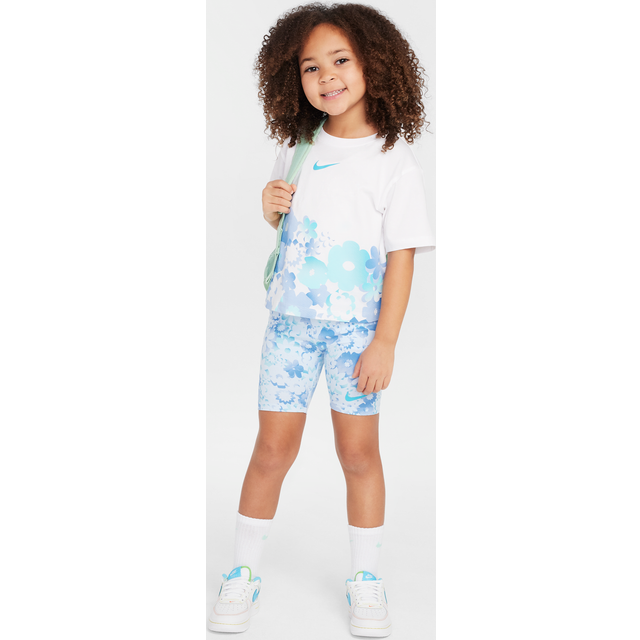 Nike Flow-Ral Younger Kids' 2-Piece Printed Bike Shorts Set - Blue - Cotton - 6X