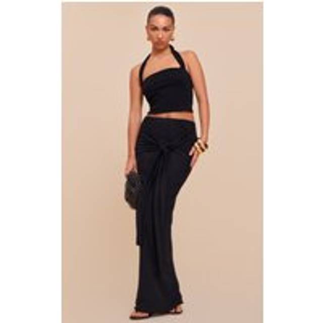 Black Double Layer Burnout Mesh Wrap Front Maxi Skirt, Black - 4