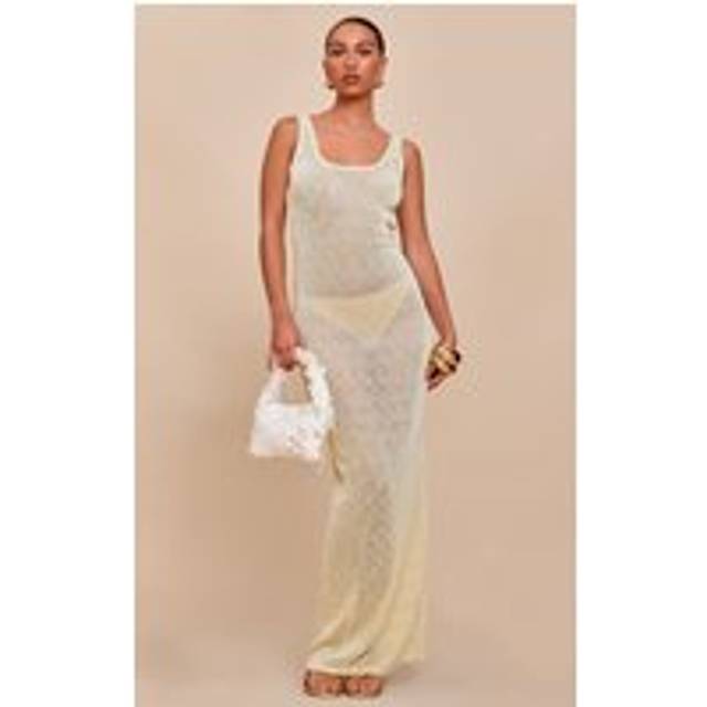Lemon Sequin Sheer Racer Neck Maxi Dress, Lemon - 12
