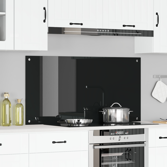 vidaXL Köksskydd Svart 120x60x0,6 cm Tempererat Glas