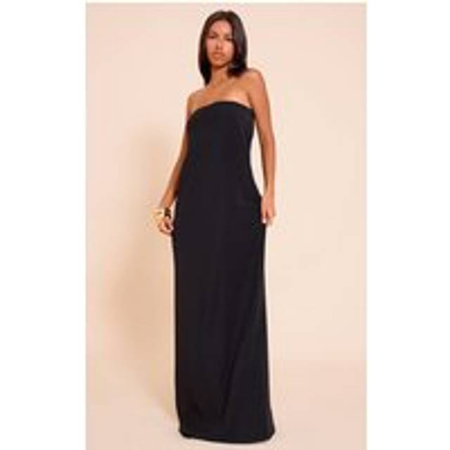 Petite Black Floaty Woven Bandeau Maxi Dress, Black - 4