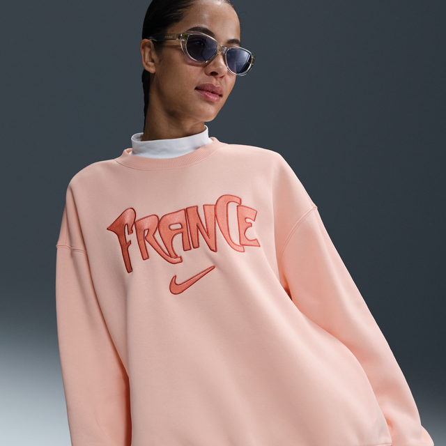 France Nike Phoenix Fleece Oversized Crew Sweat - Coral - Womens