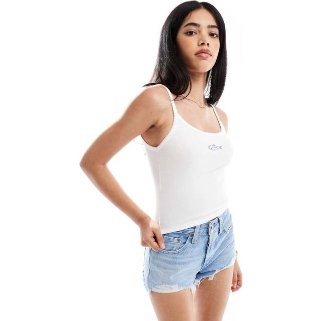 Pull&Bear – Vitt linne med sardintryck-Vit/a