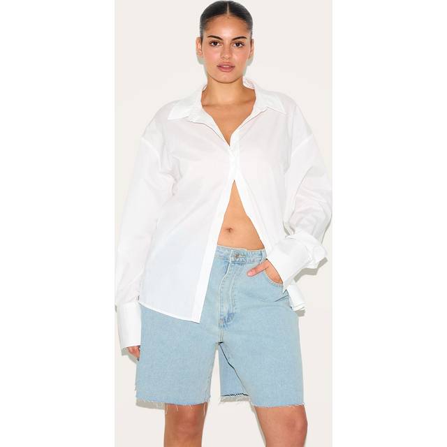Plus Light Blue Wash Boyfriend Denim Short, Light Blue Wash - 18