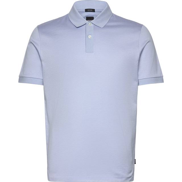 Mercerised-cotton polo shirt with micro pattern - Light Blue