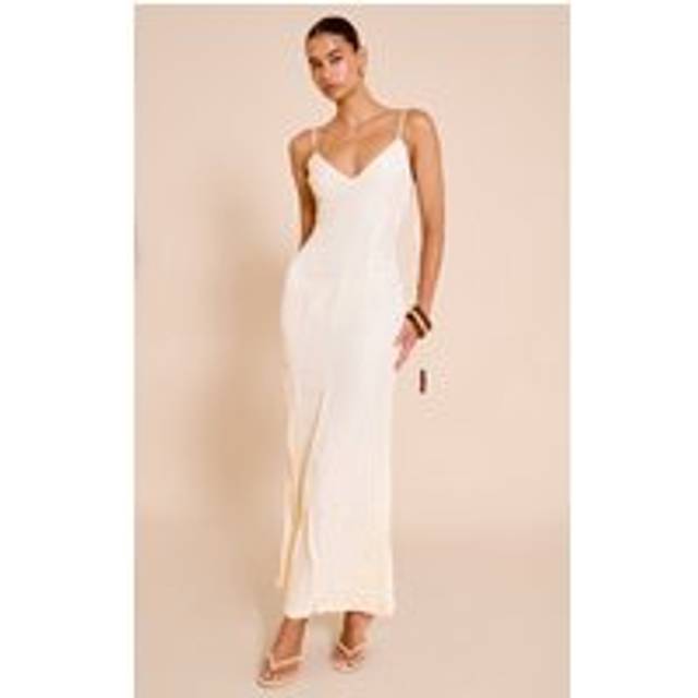 Natural Textured Beaded Detail Strappy Maxi Dress, Natural - 12