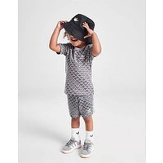 adidas Originals Monogram All Over Print T-Shirt/Shorts Set Infant - Grey - Kids - 6-9M