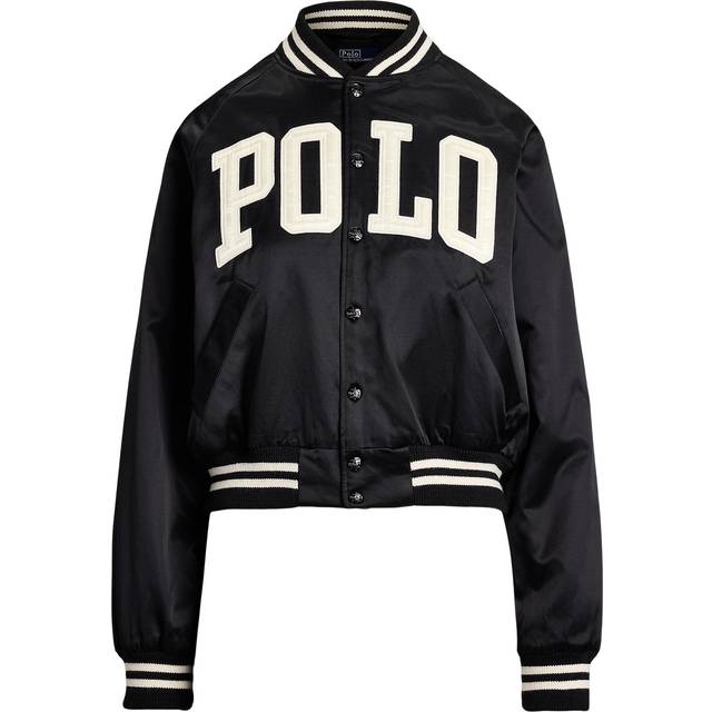 Polo Ralph Lauren - Appliquéd Cotton-blend Satin Bomber Jacket - Black - x small