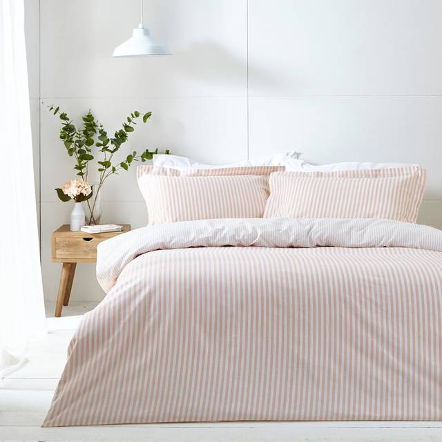 Yard Hebden Mélange Stripe Double Duvet Cover Set Blush, Multi