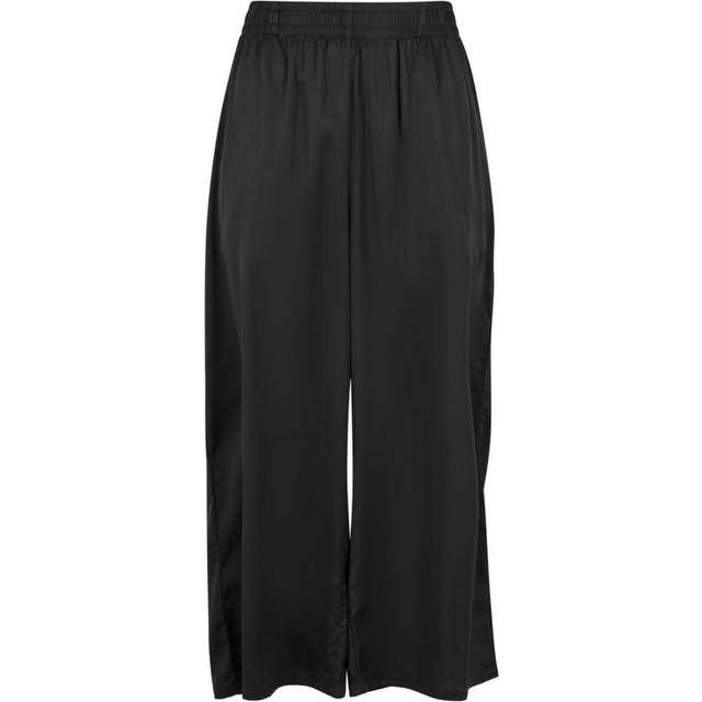 Urban Classics Cloth Trousers - Ladies' Satin Wide Leg Culotte - XS to L - for Women - black
