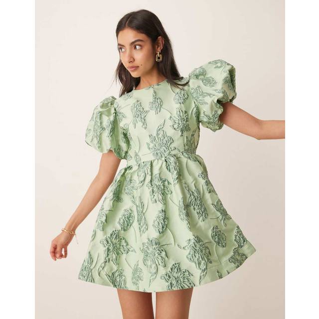 Sister Jane Clover Jacquard Floral Mini Dress, Green