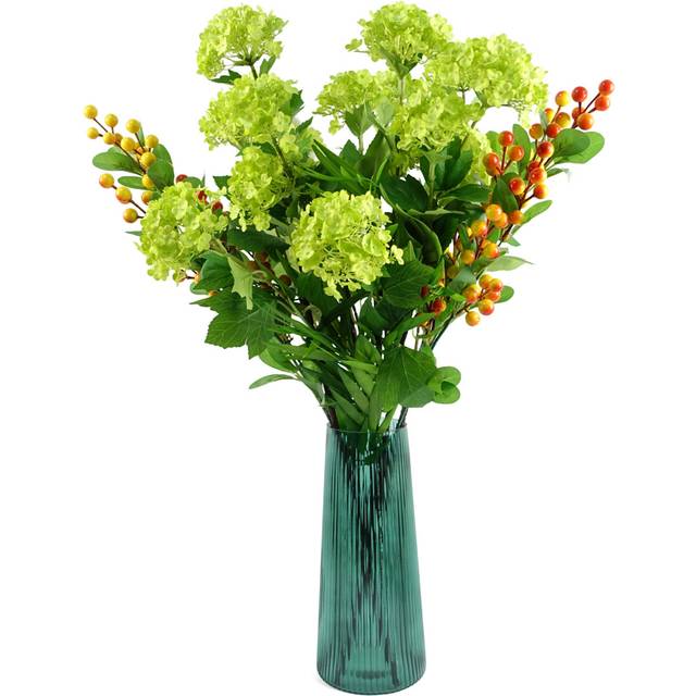 28cm green ridged glass vase for artificial and real flowers