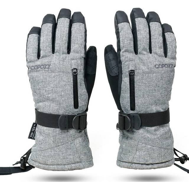 (L, grey) Ski Gloves Waterproof Gloves with Touchscreen Function Thermal Snowboard