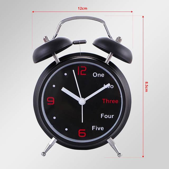 Roman Numeral Movement / Crystal Alarm Tabletop Clock in Black (17cm H X 12cm W X 6cm D)