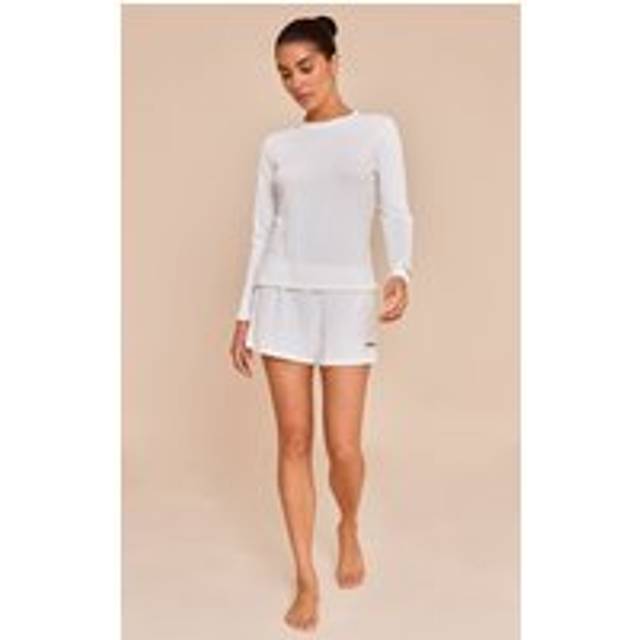 PRETTYLITTLETHING Petite White Embroidered Pointelle Pj Set, White - XS