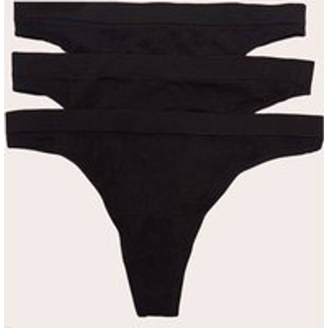 Black Pack Of 3 Seamless Thongs, Black - M