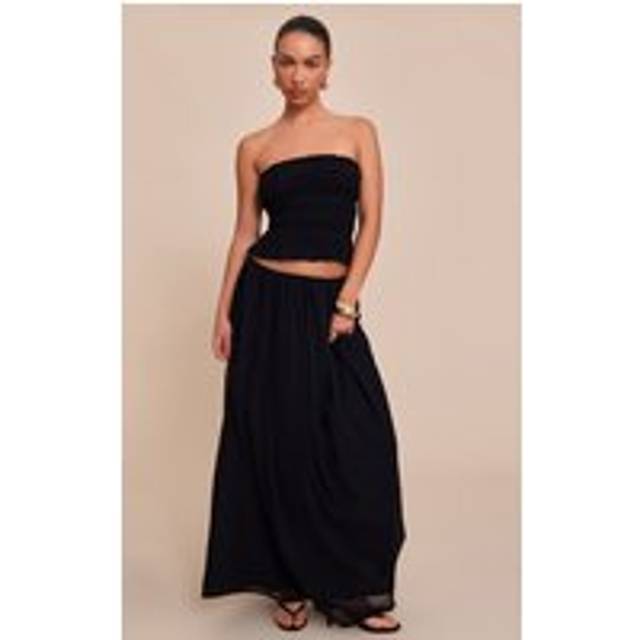 Black Chiffon Floaty Maxi Skirt, Black - 4