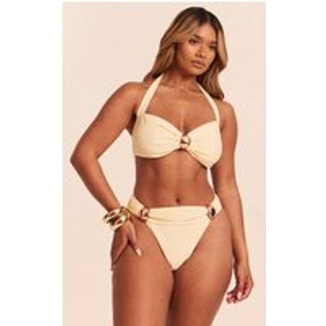 Shape Butter Cream Halterneck Gold Trim Bikini Top, Butter Cream.. - 8