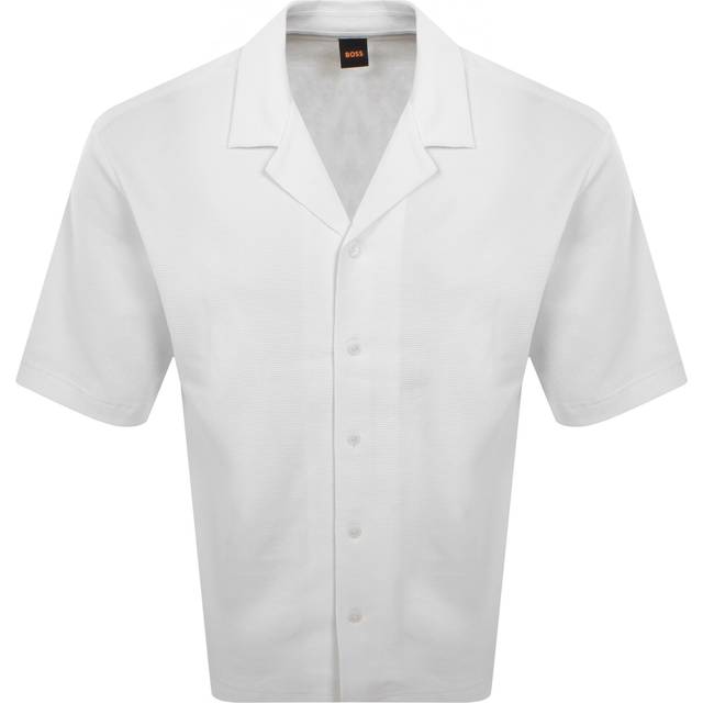 BOSS Waffle Oversized Shirt Natural White