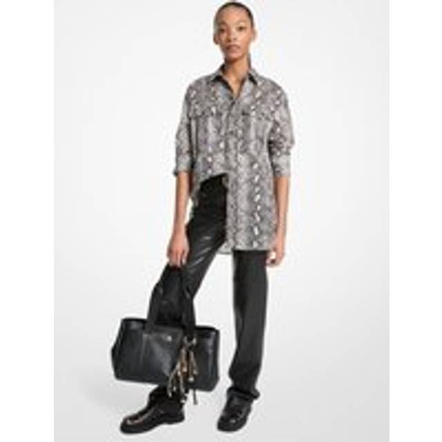 MK Snake Print Cotton Lawn Shirt - Natural - Michael Kors - XXS