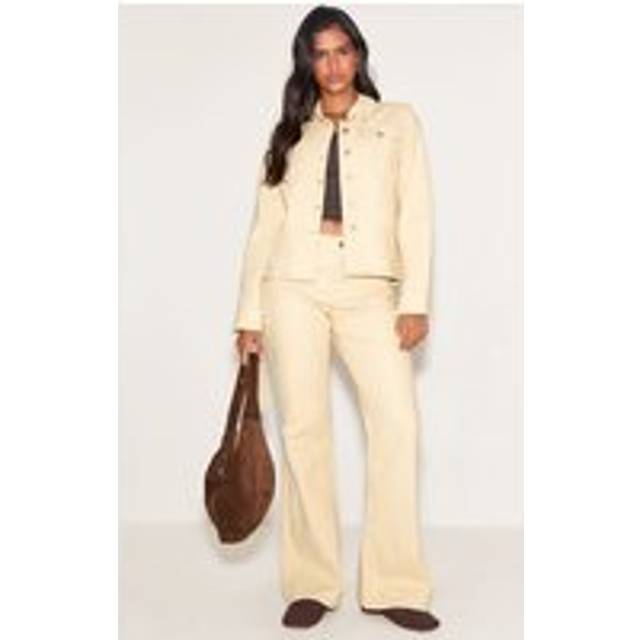 Butter Yellow Mid Waist Flared Jeans, Butter Yellow - 16