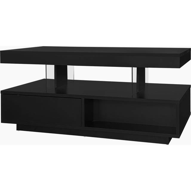 Coffee Table With 2 Drawers And Led Black (42.5cm H X 90cm W X 50cm D)