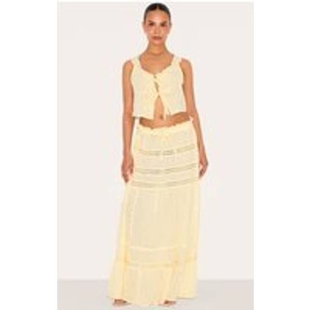 Petite Butter Cream Crinkle Broderie Tiered Maxi Skirt, Butter Cream.. - 6