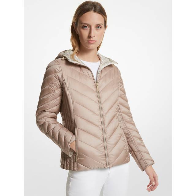 MK Reversible Quilted Nylon Signature Logo Packable Puffer Jacket - Gold - Michael Kors - XS