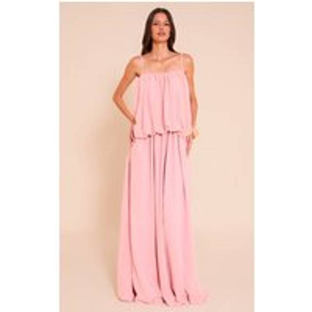 Blush Chiffon Layered Puffball Maxi Dress, Pink - 16