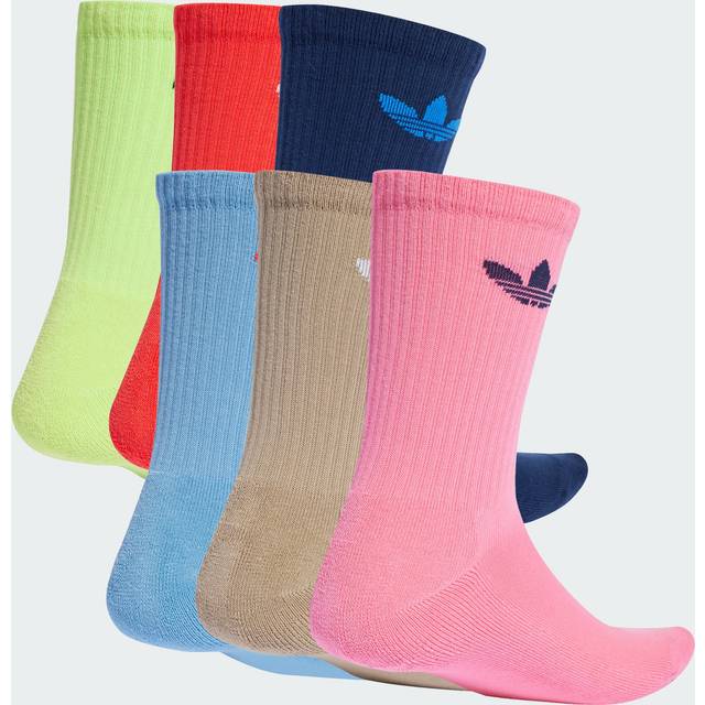 adidas Navy Blue, Pink & Red Crew Socks 6 Pack, Size: L - Navy/Pink/Red
