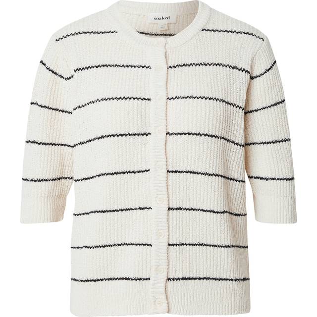 Soaked In Luxury Winta Striped Cardigan White